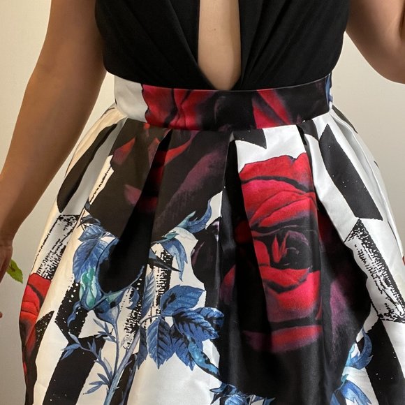Floral Lined Puffy Midi Skirt -L- - Picture 6 of 11